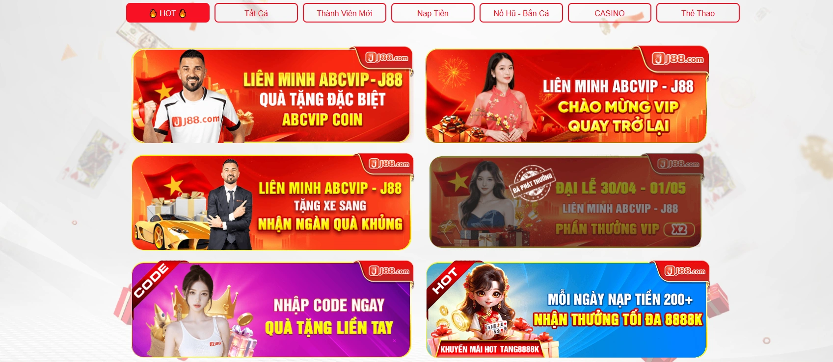 Promotions and offers at J88